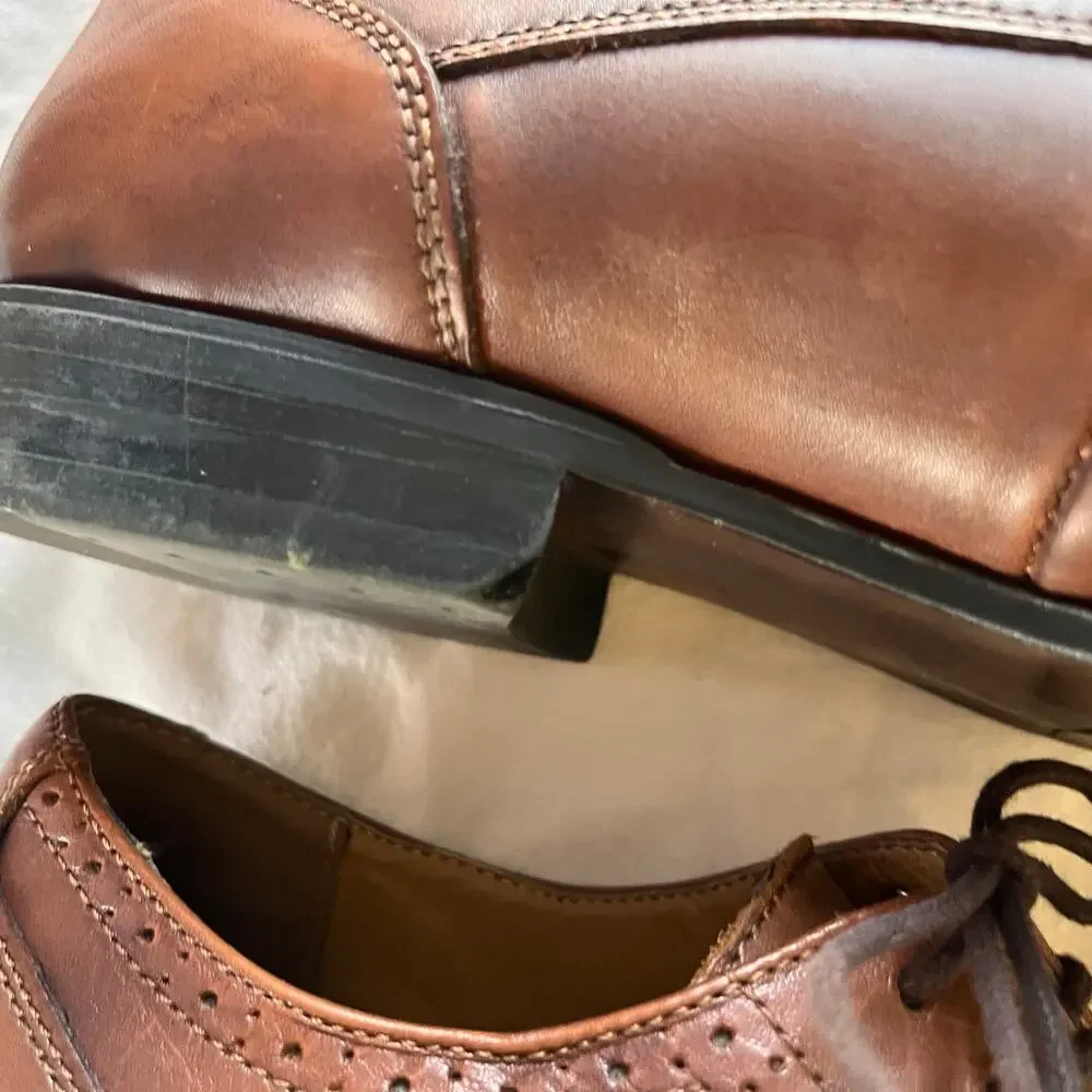 Michael Strahan Men's MS GENE Cognac Tan Leather Brogue Oxford Shoes Size 10M